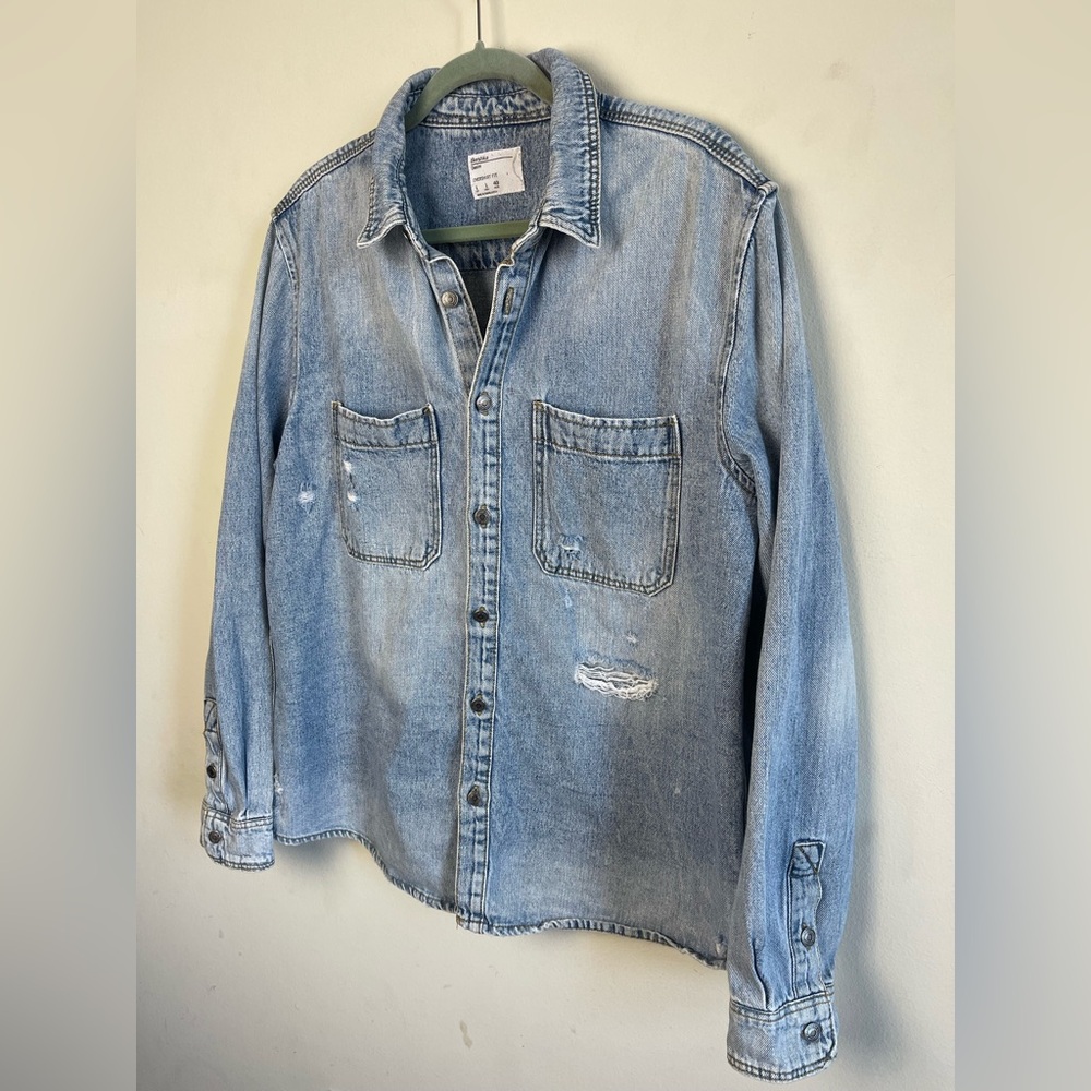 Bershka Light Blue Denim Overshirt - Picture 3 of 8